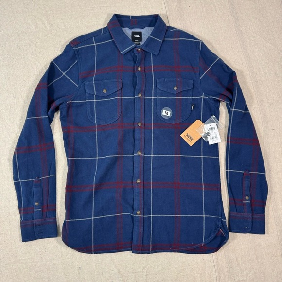 Vans Other - Vans Wayland III Flannel Shirt Medium Tailored Fit Navy Plaid NWT